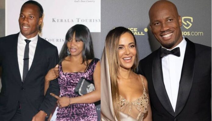 Didier Drogba with his ex-wife Lalla and current girlfriend Gabrielle