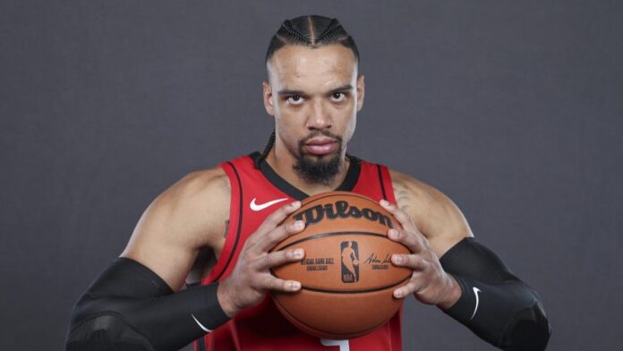 Dillion Brooks pictured while holding a ball