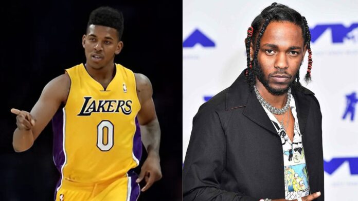 Nick Young and Kendrick Lamar in two different frame