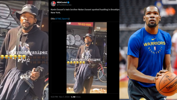 an image collage of Nolan Durant, Kevin Durant with alleged Twin Brother claiming tweet screenshot