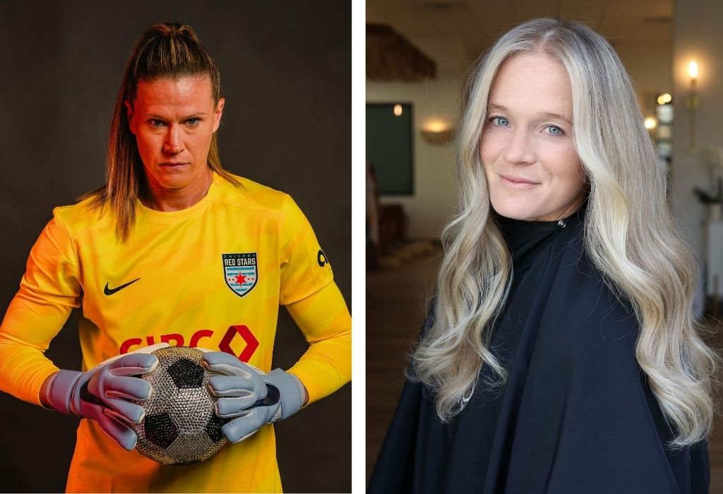 Alyssa Naeher and her rumored girlfriend Kristen in two different frame