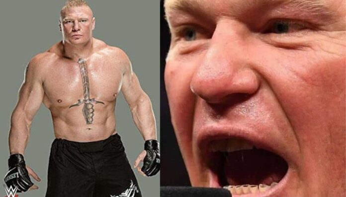 Brock Lesnar showing his unique teeth