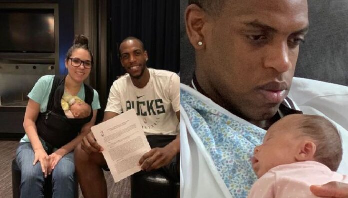 Khris Middleton with his wife Samantha and their children